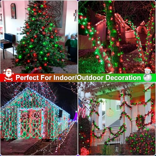 Red and Green Christmas Lights Outdoor