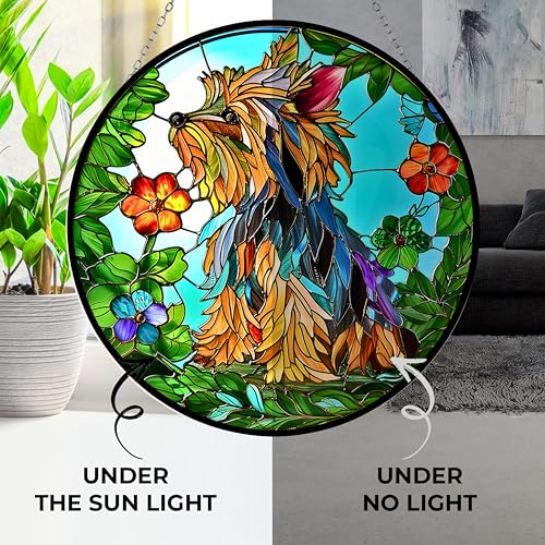 Customized Yorkie Stained Glass Suncather Window Hangings