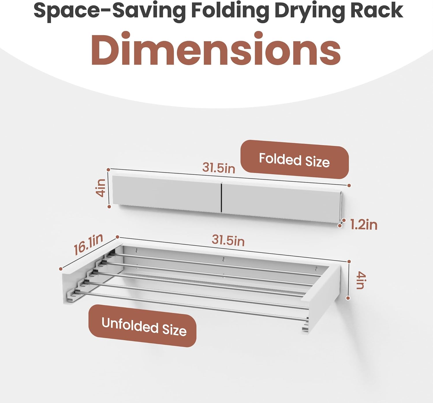 Foldable Wall-Mounted Drying Rack, Heavy-Duty 60 lb Capacity – Space-Saving Folding Laundry Hanger with 10 Clips, Rust-Proof Aluminium Clothes Dryer for Indoor & Outdoor Use - NestledHome
