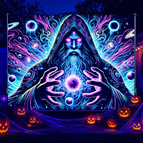 Blacklight Tapestry Wizard Space Bedroom Decor 78 x 59 Inch