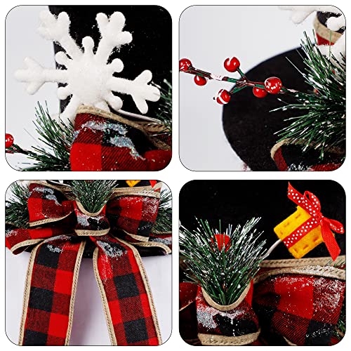 Christmas Tree Topper Black Red Velvet Top Hat