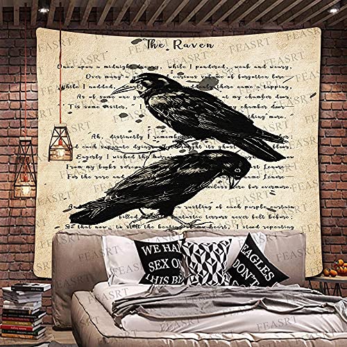 The Raven Tapestry Gothic Rustic Home Wall Tapestry