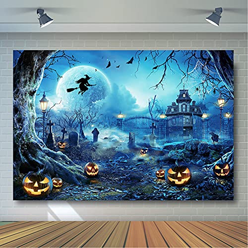 8x6ft Blue Halloween Backdrop Spooky Photography Background