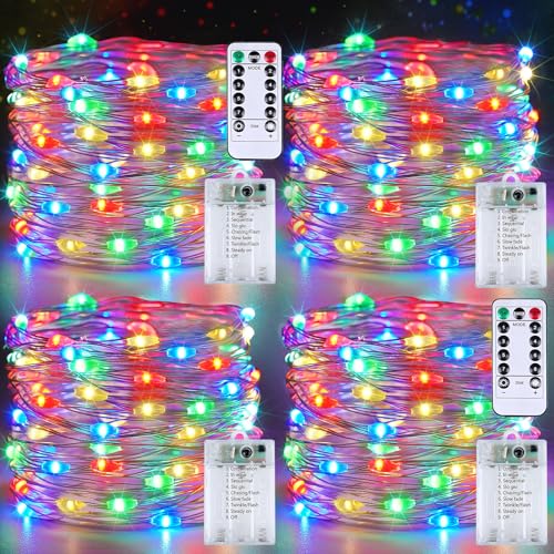 4 Pack Fairy Lights Battery Powered with Remote Twinkle Lights Multicolor (4 Count)