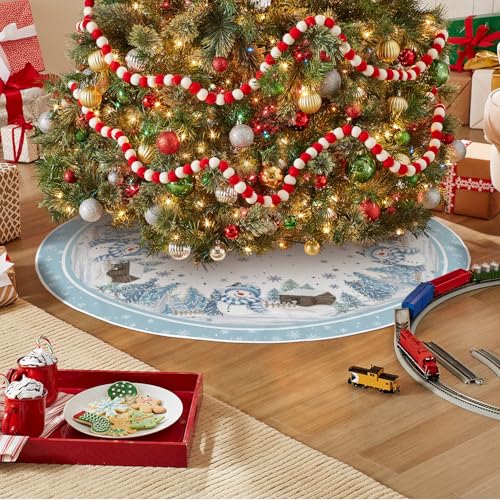 Snowflake Snowman Cardinal Christmas Tree Skirt 36 Inch
