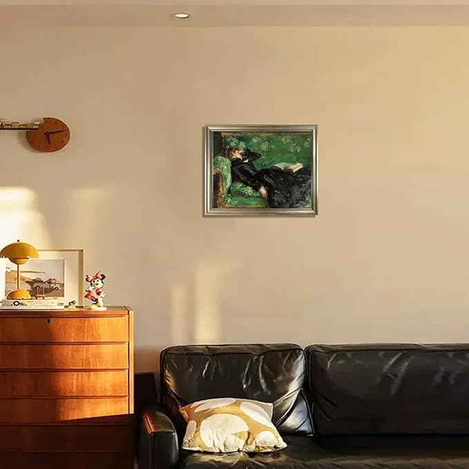 Framed Vintage Wall Art Woman Reading Canvas Print Poster Moody Oil Painting Living Room Bedroom Decor Home Artwork