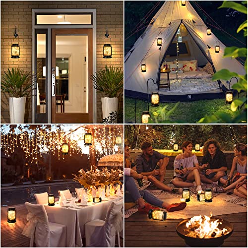 4 Pack Solar Mason Jar Hanging Lantern with Stakes (4 Count)