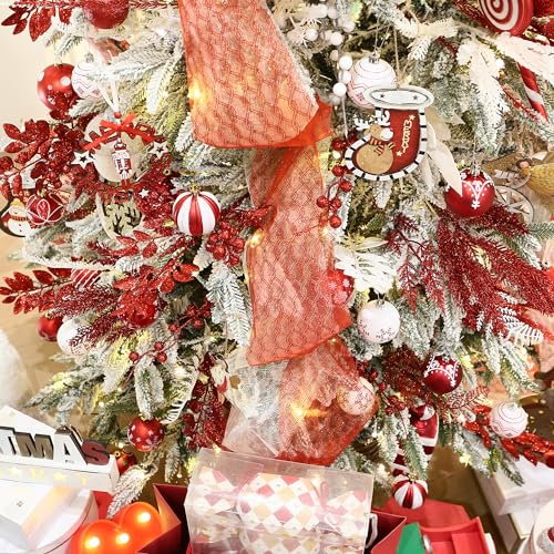 30 Pack Glitter Print Contrast Color Christmas Ball Ornaments (30 Count)