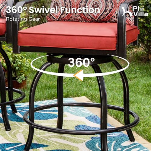 Outdoor Bar Set 3 PCS Patio Bistro Table & Swivel Stools (3 Count)