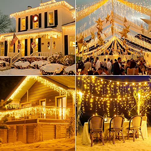 33FT 360 LED Warm White Christmas Icicle Lights