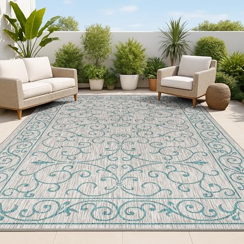 Vintage Filigree Indoor Outdoor Area Rug 3X5 Gray