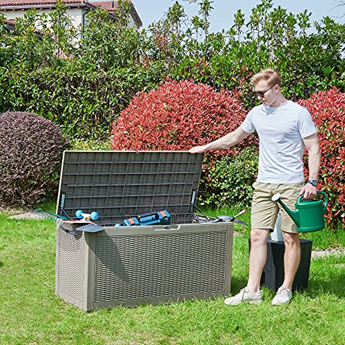 100 Gallon Large Resin Deck Box Outdoor Storage Boxes for Patio