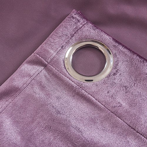 Super Soft Luxury Room Darkening Velvet Set of 2 Lavender Flannel Blackout Curtains Panel Drapes Grommet