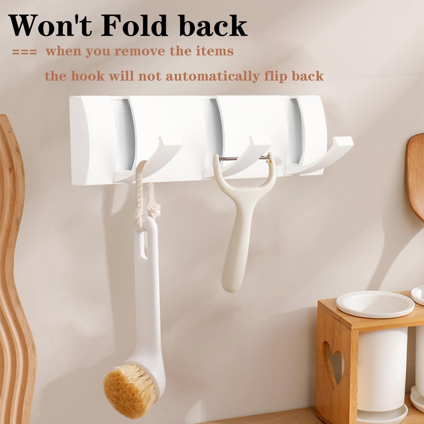 Folding Coat Hooks, Wall Mounted Coat Rack with 3 Retractable Hooks, Heavy Duty Towel Rack for Bathroom Wall Hook for Hanging Clothes Bathrobe, Stainless Steel Coat Hanger for Entryway(White) - NestledHome