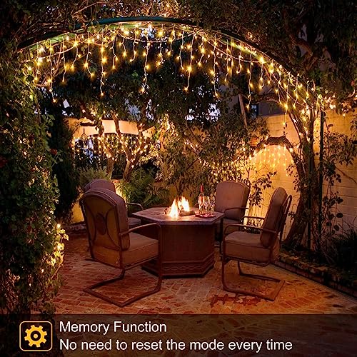 Icicle Lights for Outside Christmas Lights Outdoor 66ft 640 LEDs Warm White