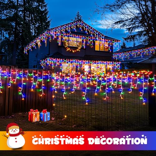 800 LED Christmas Icicle Lights Outdoor Plug in