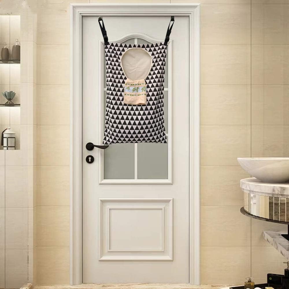 Adjustable Space Saving Door Hanging Laundry Hamper Bag with Stainless Steel Hooks - NestledHome
