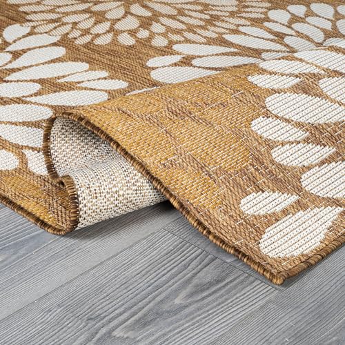 Outdoor Rug 5x7 Modern Exotic Tropical Leaf Area Rugs for Indoor and Outdoor Patio Deck Porch Garden Water Resistant Washable Outside Carpet