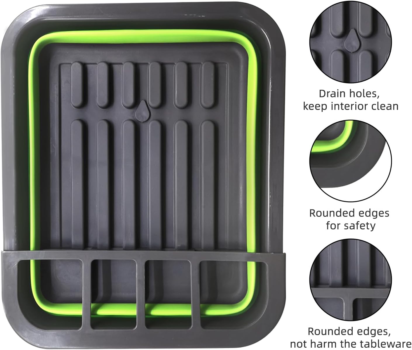 THANSTAR Collapsible Dish Drying Rack for RV Campers Portable Dinnerware Drainer Organizer for Kitchen Travel Trailer-Green - NestledHome