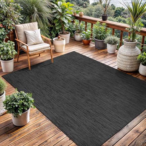 Washable Indoor Outdoor Rug 6x9 Weather Resistant Area Rugs Modern Solid for Porch Deck Balcony Backyard Patio Outside Carpet (54 Sq Ft)