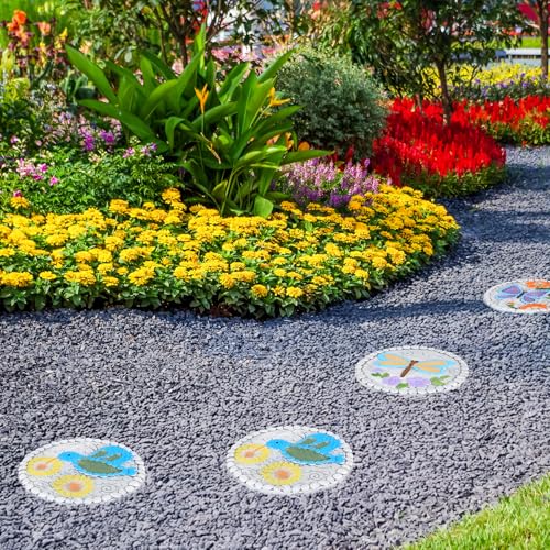 3 Pack Cement Stepping Stones Outdoor 10 Inch Round Garden Stepping Stones (3 Count)