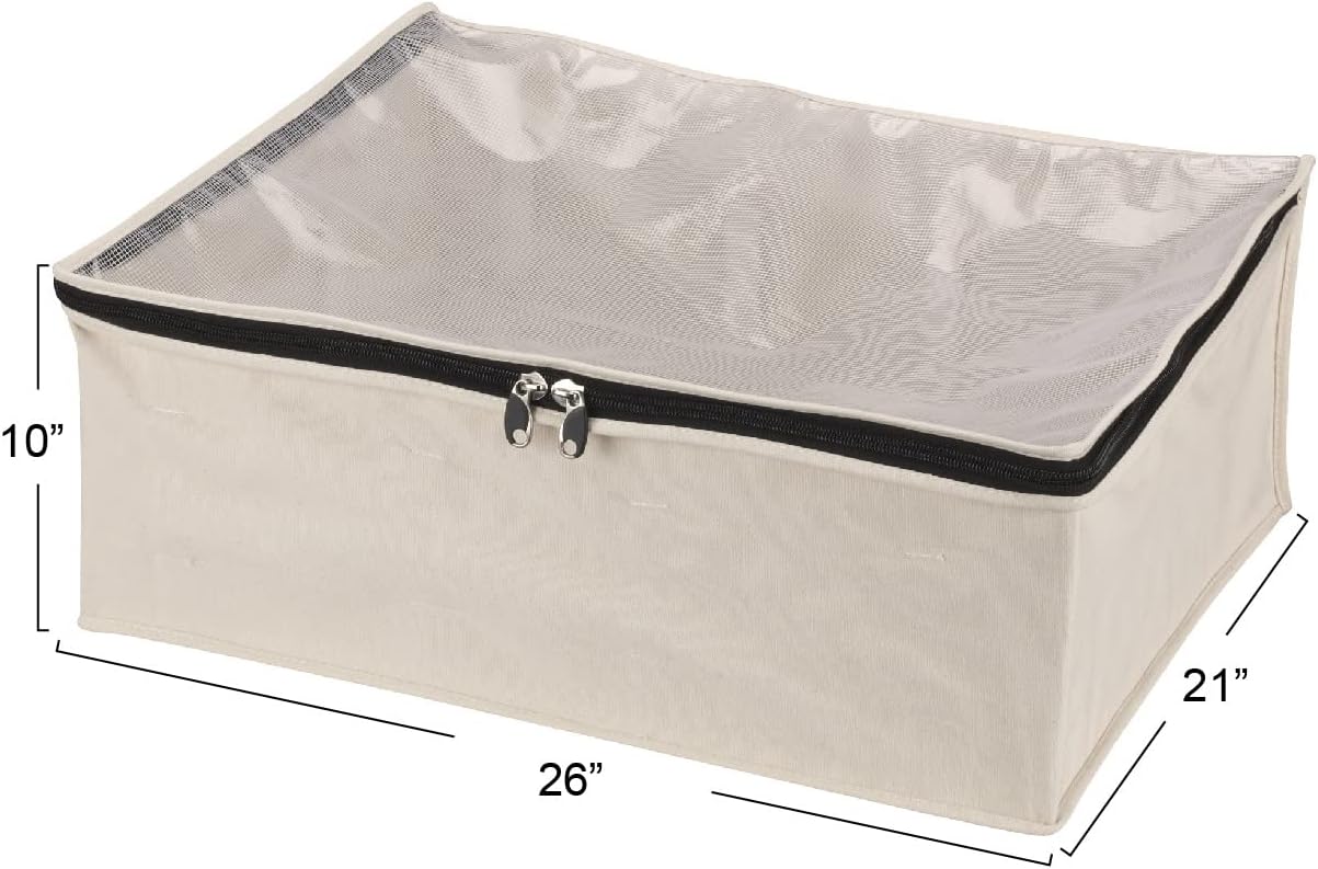 Household Essentials 3364-1 Cotton Canvas Blanket Storage Bags | Natural, Off-White - NestledHome