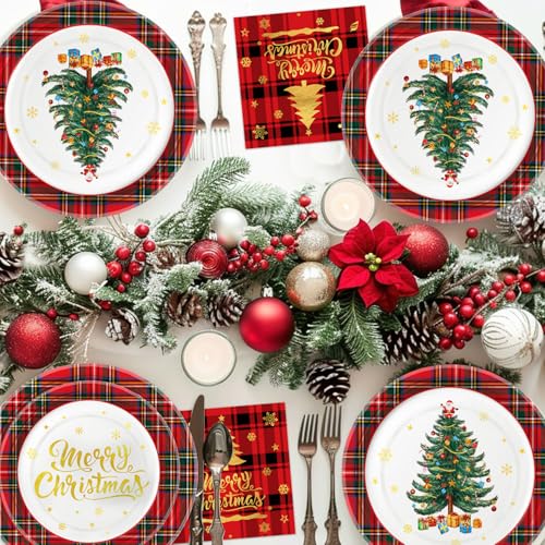 Merry Christmas Plates and Napkins Set (150 Count)