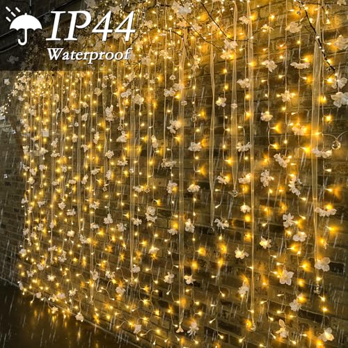 200 LED Warm White Curtain String Lights 9.8x6.6FT