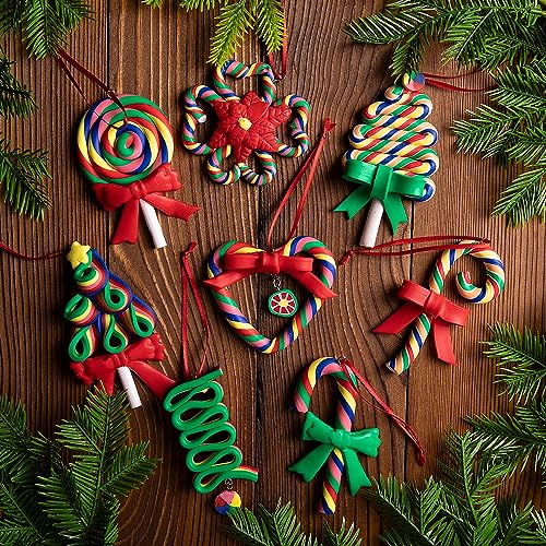 8 Pcs Rainbow Candy Cane Lollipop Ornaments (8 Count)