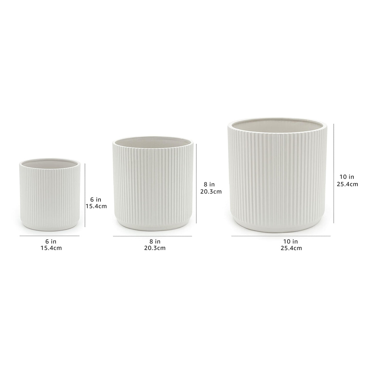 Fluted Ceramic Planters for Indoor Outdoor Plants (3 Count)