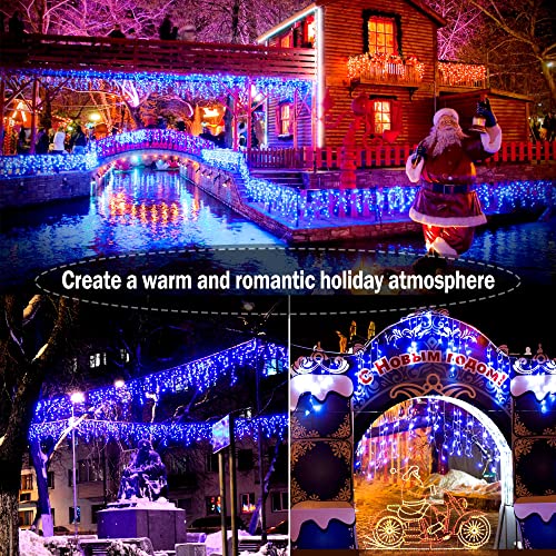 Christmas Lights Outdoor Decorations 1216 LED 99ft 8 Modes Curtain Fairy String Light with 228 Drops