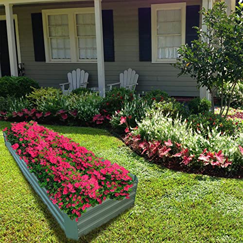 8x2x1ft Green Metal Raised Garden Bed Kit