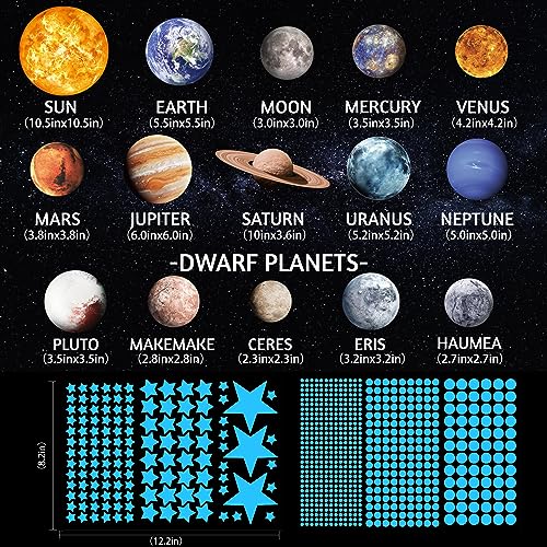 Solar System Wall Decals Glow in The Dark Stars 780 PCS