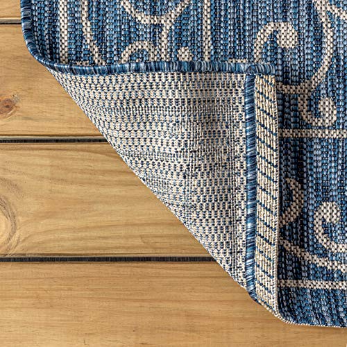 Vintage Filigree Indoor Outdoor Runner Rug 2X10 Navy