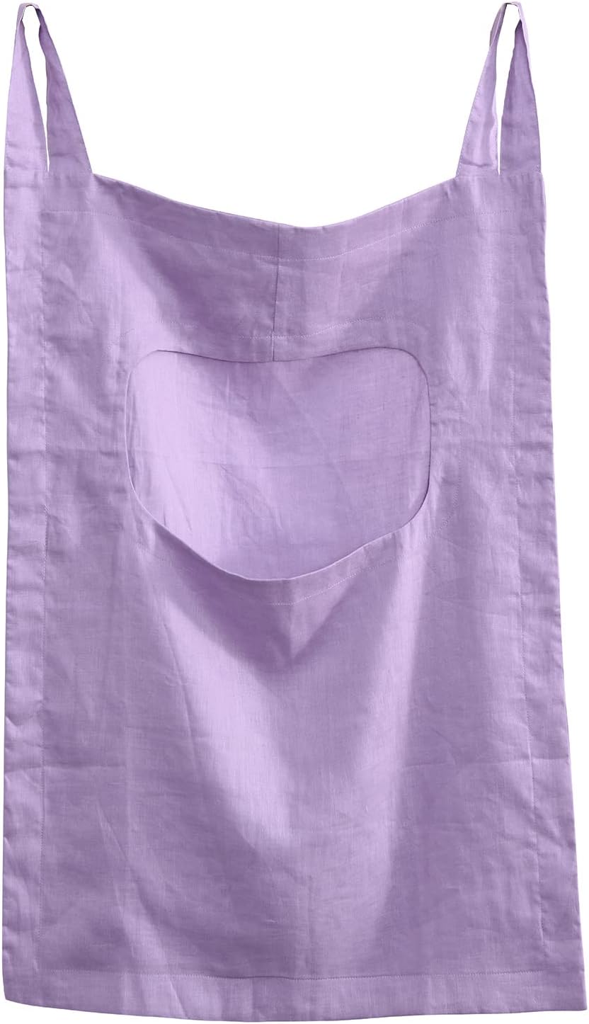 Amazhiyu 100% Linen Door Hanging Laundry Hamper Bag, 19x27 Inches Lilac - NestledHome