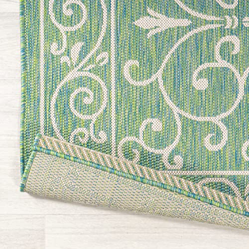 Vintage Filigree Indoor Outdoor Area Rug 4X6 Green