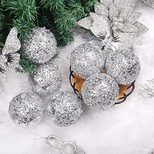 4pc Silver Christmas Ball Ornaments (4 Count)