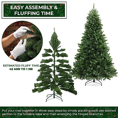 7.5FT Realistic Green Spruce Unlit Artificial Holiday Christmas Tree with Sturdy Metal Stand