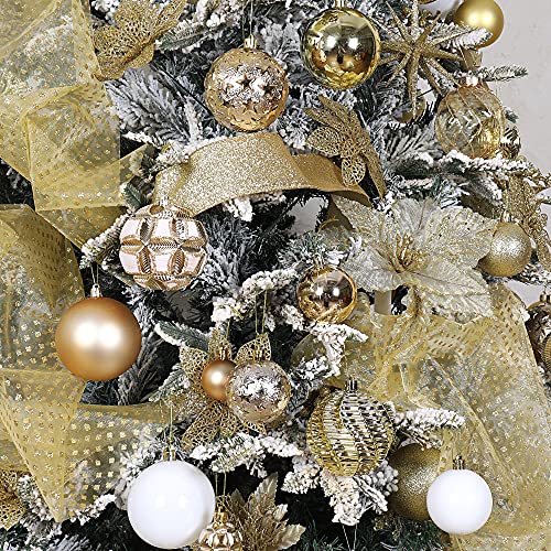 87ct Christmas Ball Ornaments Set Shatterproof Seasonal Hanging Decorations with Reusable Hand (87 Count)