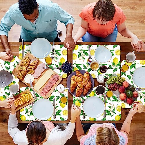 Lemon Placemats Set of 6 Summer Plastic Table Mat 17×13×0.04in (6 Count)