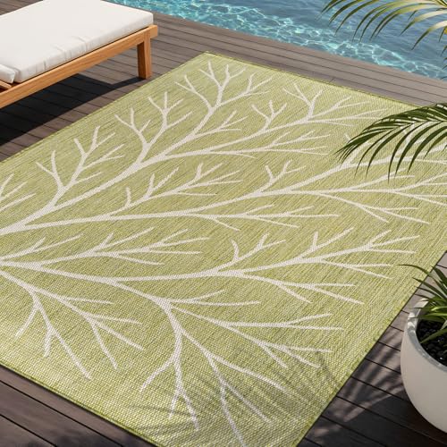 Washable Indoor Outdoor Rug 6x9 Modern Area Rugs Branch Pattern Non Shedding Waterproof Easy Clean Patio Deck Porch Living Room Bedroom Garden RV (54 Sq Ft)