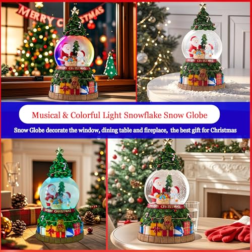 Musical Christmas Snow Globes Lantern with Christmas Tree
