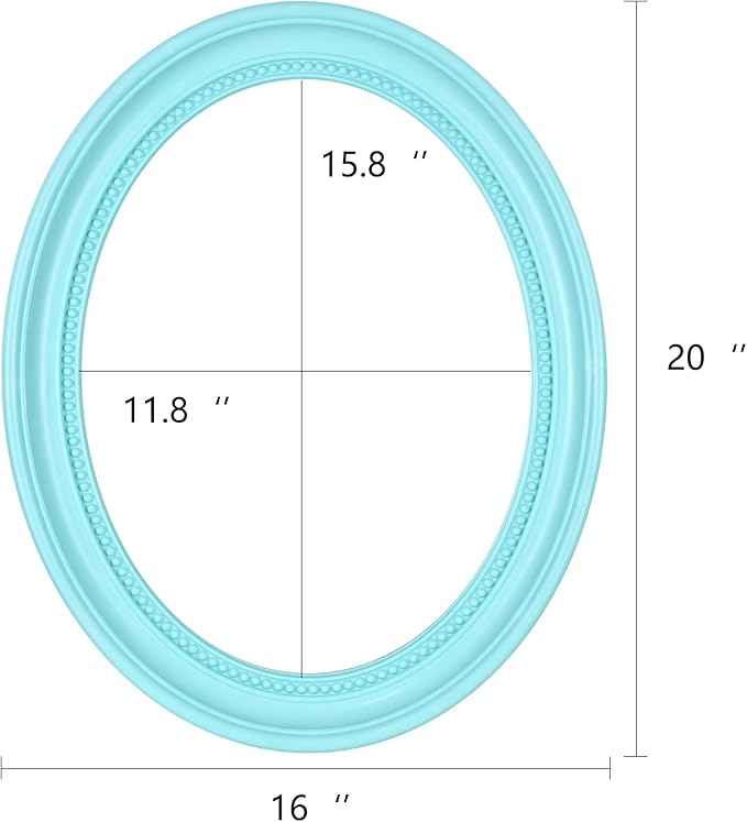 Funerom 20 x 16 inch Light Blue Mirror Oval Bathroom Mirror Wall Mirror