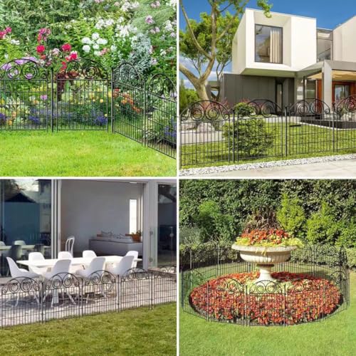 Tall Garden Fence with Gate (4 Count)