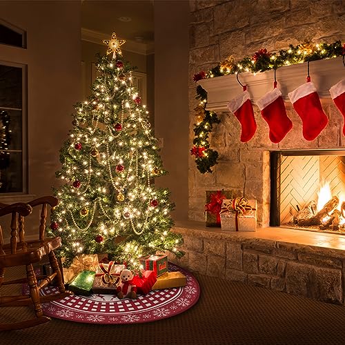 Christmas Tree Skirt 48inch Red Deer Rustic Xmas Decor for Party