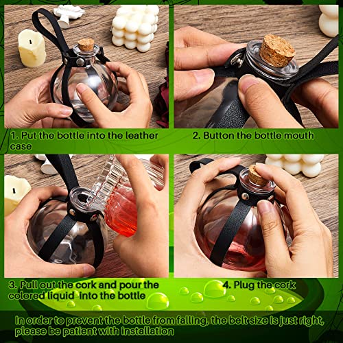 6 Pcs Halloween Glass Potion Bottles with Cork Belt (6 Count)