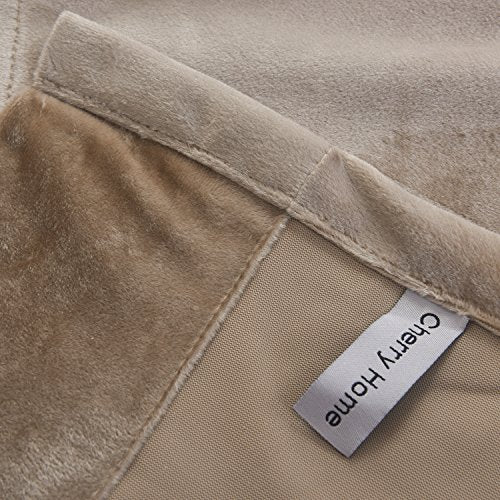 Super Soft Luxury Velvet Curtains Set of 2 Sand Color Room Darkening Blackout Drapes Drapery Cream 52 Inch Wide by 72 Inch Length with Grommet Sand