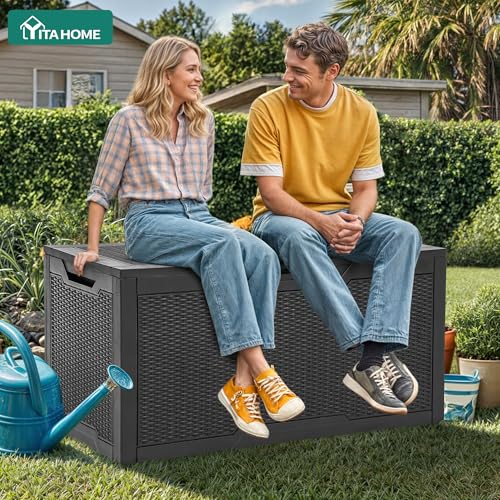 100 Gallon Large Resin Deck Box Outdoor Storage Boxes for Patio