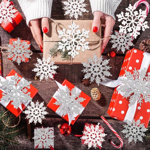 White and Silver Christmas Snowflake Ornaments (36 Count)