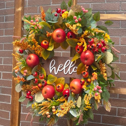 Fall Wreaths for Front Door 24 Inch Autumn Rustic Harvest Apple Wreath